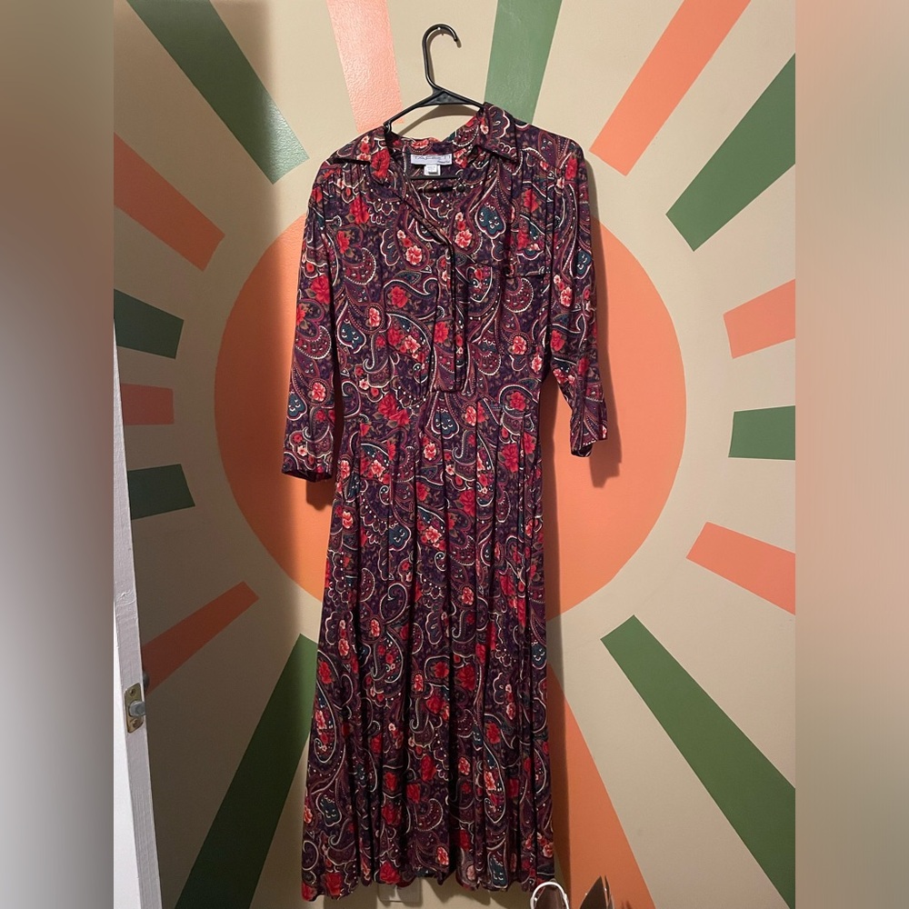 1980s paisley maxi dress